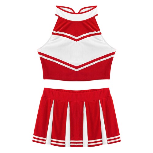 Womens Schoolgirl Cheerleader Uniform Suit Top Skirt Fancy Dress Cosplay Costume - Picture 7 of 100