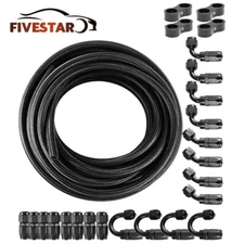 6AN 8AN 10AN 10FT 20FT CPE Braided Nylon Fuel Line Kit Hose End Fittings