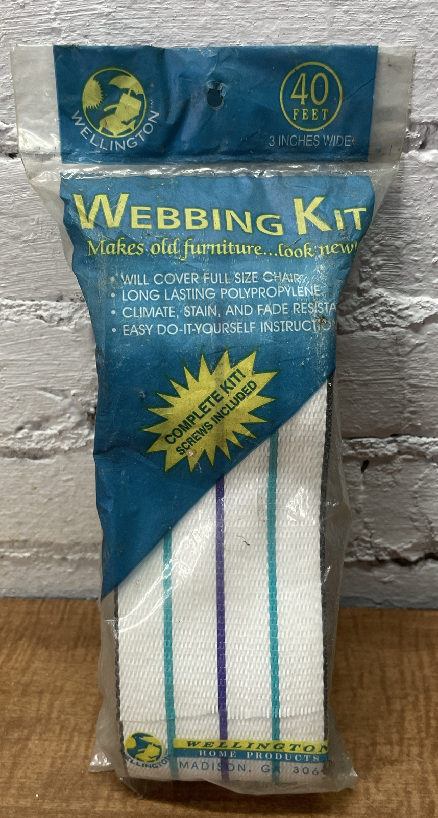 Vintage Wellington REWEB KIT Lawn Chair bing, 40’ X 3” White Teal