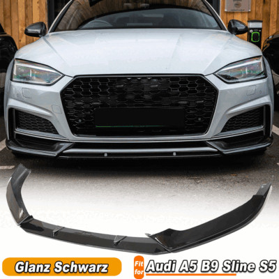 Passt für Audi A5 B9 Sline S5 17+ Glanz Schwarz Frontspoiler Frontlippe Splitter