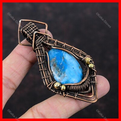 Womens day Sale Neon Apatite Stone Birthday Wire Wrapped Pendant Jewelry  Copper