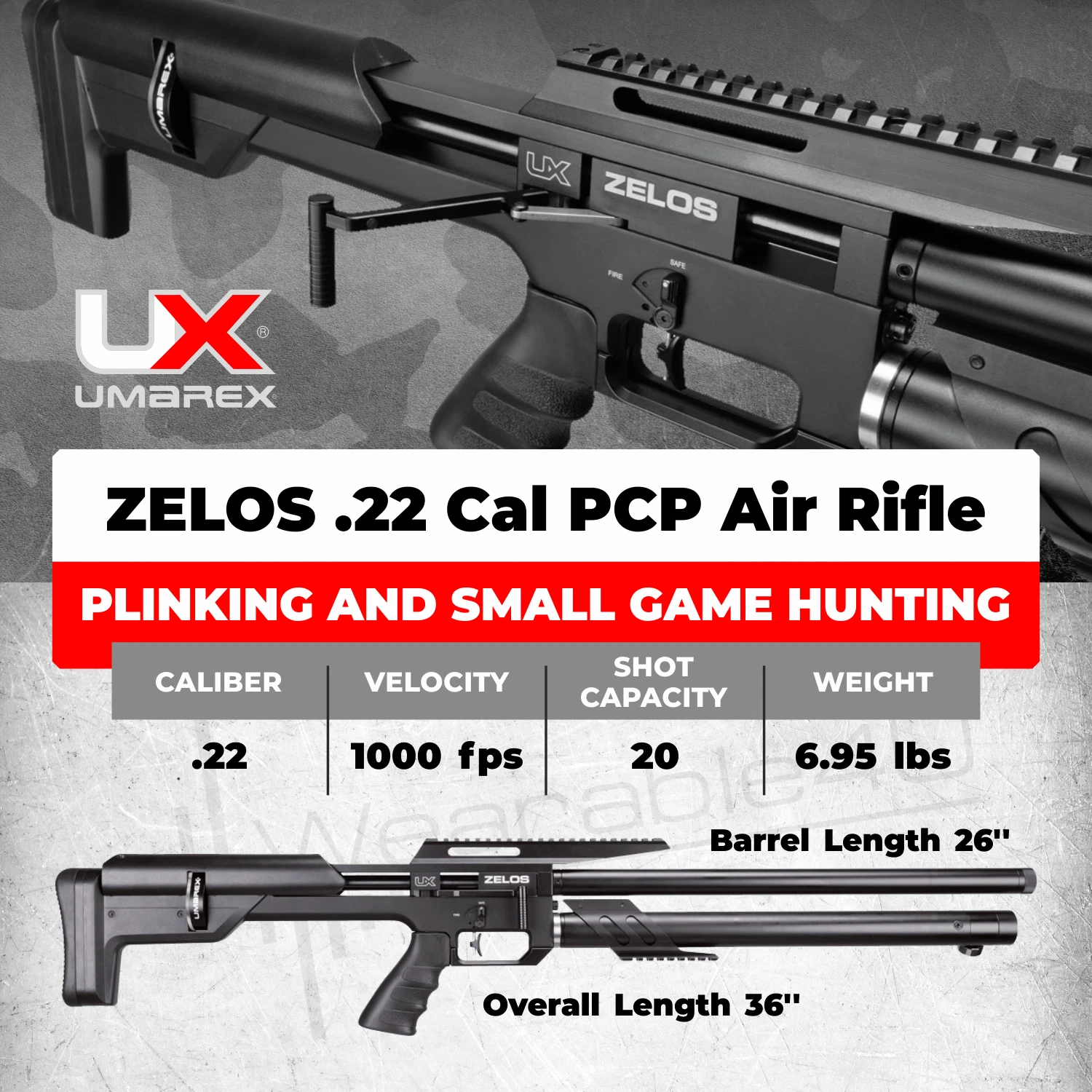 Umarex Zelos .22 Cal PCP Side-Lever Precision Air Rifle w/ Targets