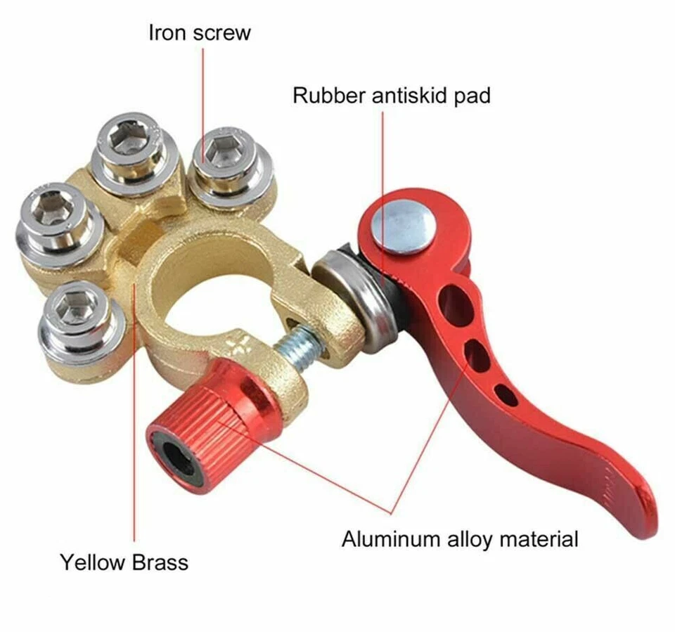 2 PARES 4 vías liberación rápida desconexión batería coche terminal abrazadera conectores EE. UU. Foto 4 de 4