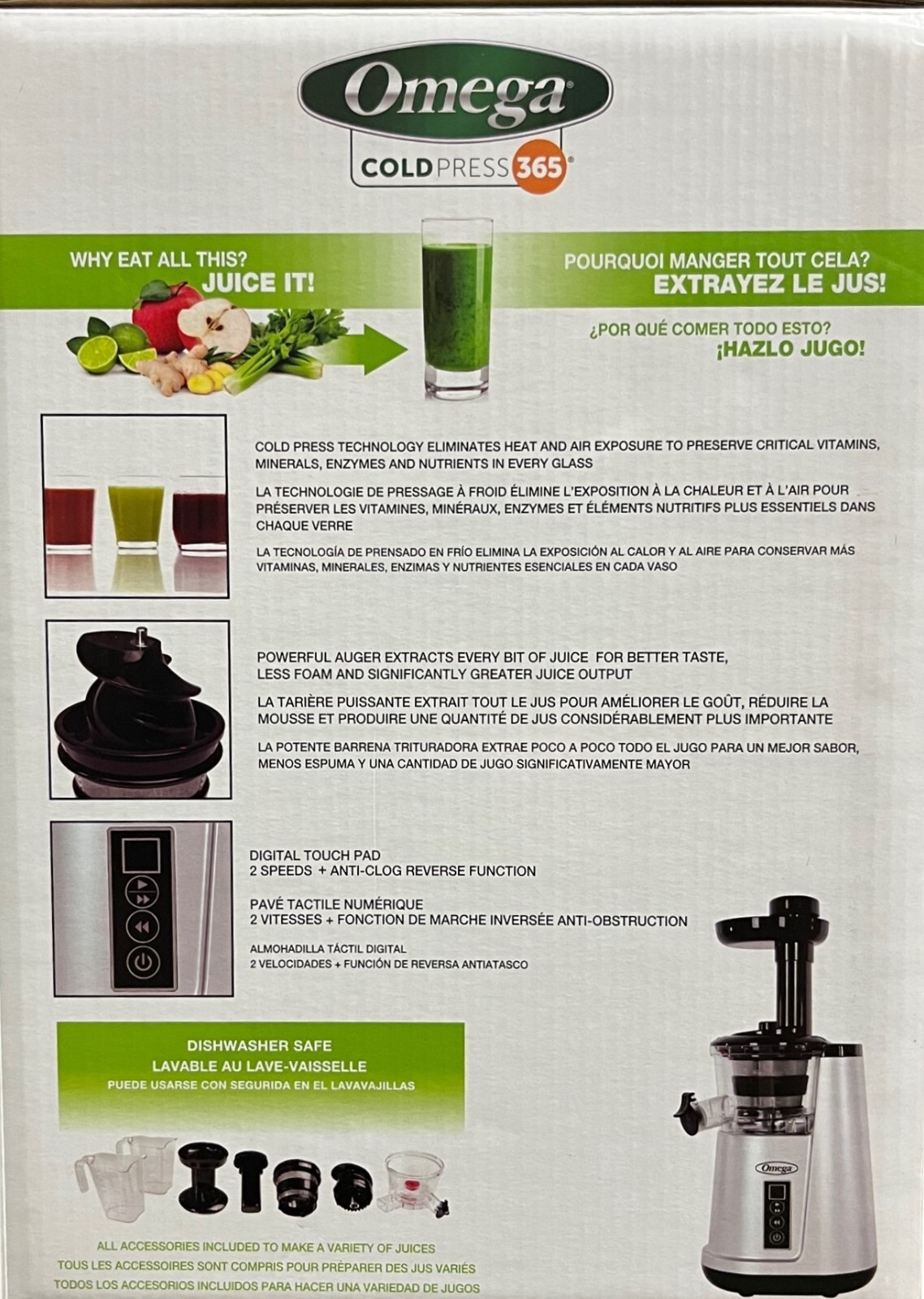 Omega Juicer Cold Press 365 Vertical Slow Masticating Extractor