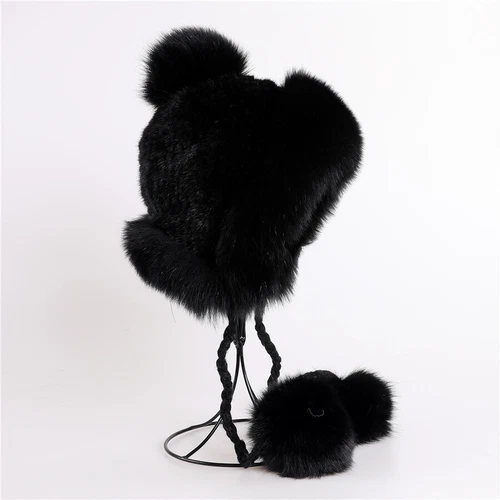 100% Real Mink Fur Hat for Women's Fox Fur Russian Trapper Earflap Caps Ladies - Picture 31 of 36