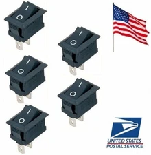 5 Pcs Black On/Off Switch Snap-in Connectors 12V 110V 250V KCD1-101 US Ship