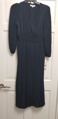 New uk10 us6 NANETTE LEPORE navy pleat smart classic dress rp $158 - Picture 4 of 8