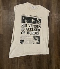 RARE Vintage 90s sid vicious sex pistols punk Newspaper T Shirt Thrashed Large