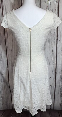 RN Studio Ronni Nicole Womens Size 4 White Lace Overlay Lined Dress Cap  Sleeve | eBay