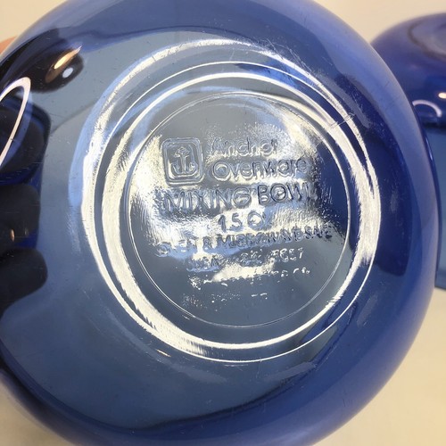 Vtg Anchor Hocking Cobalt Blue Nesting Mixing Prep Bowls Glass Ovenware Set Of 3 - Picture 8 of 12