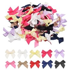 100Pcs Mini Ribbon Bow Mini Fabric Satin Ribbon Flower Bows for Craft DIY Sew...