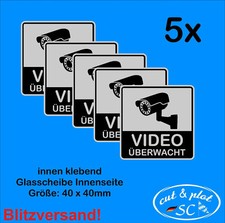Video &Uuml;berwachung Kamera Warnaufkleber Aufkleber innen klebend 40X40mm SC209