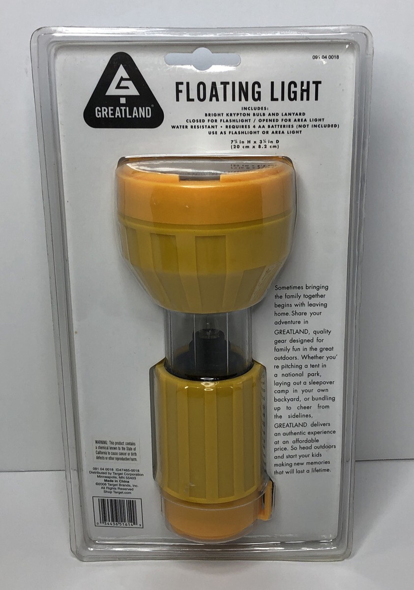 Lampe Torche Flottante Greatland Vintage – Jaune, Pour Pêche Et Camping, Avec Lanière