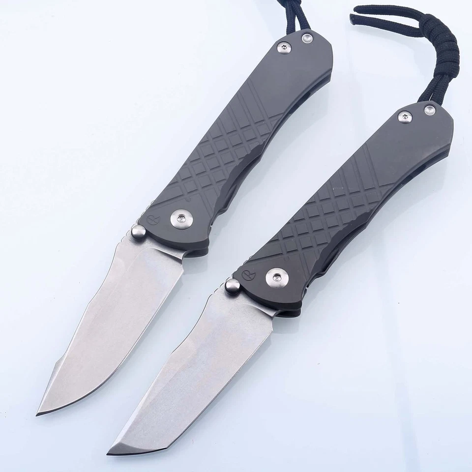 Faca dobrável de bolso cabo de titânio lâmina S35vn rolamento de cerâmica bainha de couro - Imagem 4 de 4