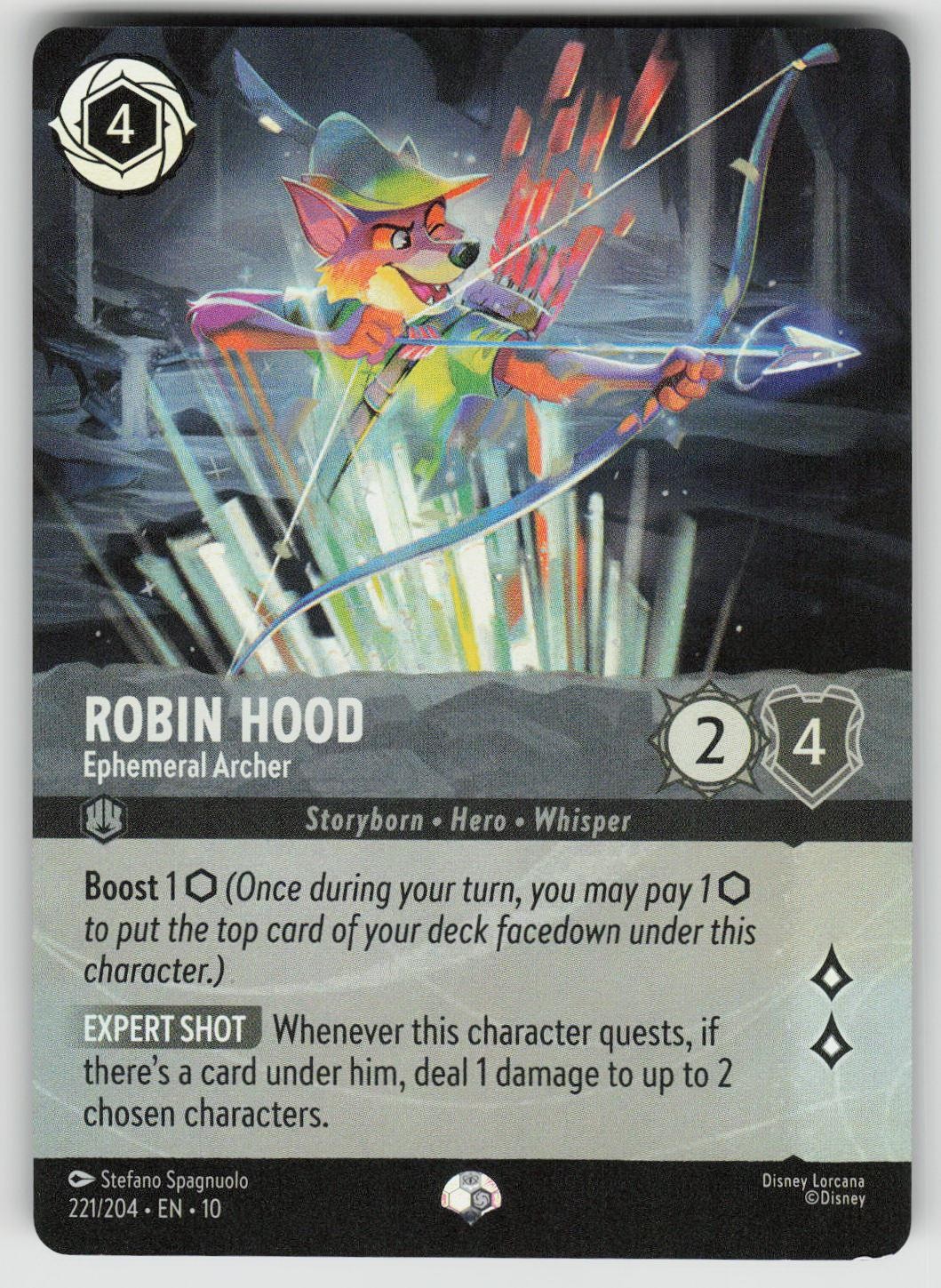 Robin Hood - Ephemeral Archer Epic 221/204 Whispers in the Well Lorcana Holo NM