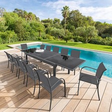 HESPERIDE Tavolo giardino allungabile 135 270x90x75 - Piazza grigio grafite