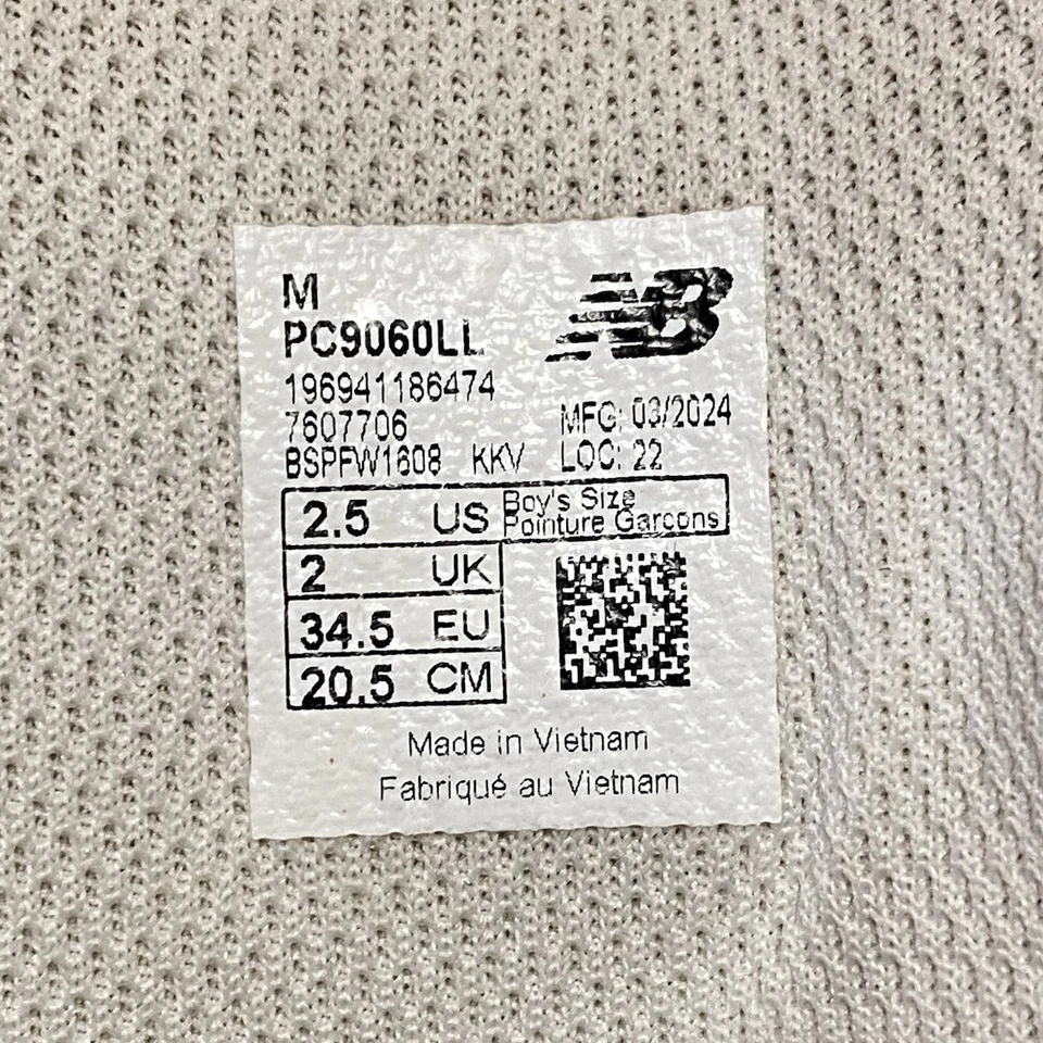 Tênis New Balance 9060 masculino tamanho 2.5 cinza branco PC9060LL - Imagem 4 de 4