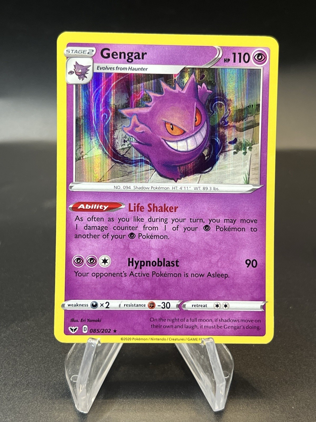 Pokemon Gengar 085/202 Sword & Shield Base Reverse Holo Rare NM