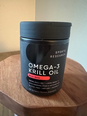 Sports Research Omega-3 Krill Oil 120 Mini-Gels 500mg EPA DHA Astaxanthin Sealed