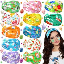 12 PCS Easter Bunny Pattern Headbands Women Elastic Non Slip Hair Accessories