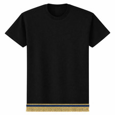 Fringed Black T-Shirt Size L Perfect for Hebrew Israelites