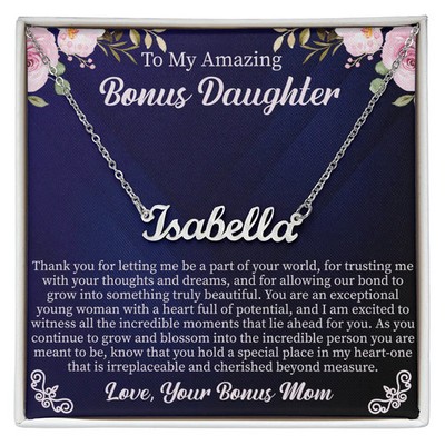 To My Amazing Bonus Tochter individuelle Namenskette - personalisiertes Geschenk für