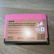 NEW Surestop 15mm Stopcock with Remote Switch & 2m Tubing SS/15/RPL - White