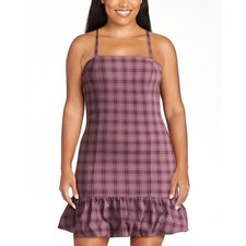 Madden NYC Pink Bubble Hem Mini Dress Square Neck Spaghetti Strap L12-14 /#26210