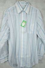 NWT Vintage 1970s Gino Paoli Men  s Italian Blue Stripe Dress Shirt 15x32 Disco