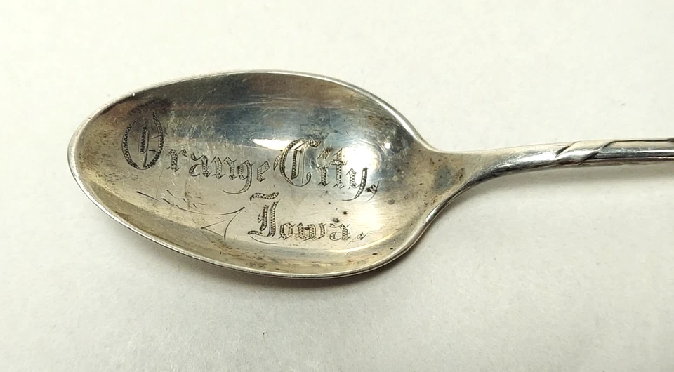 "Cuchara de recuerdo de plata esterlina Orange City Iowa Harlequin 5"" de Reed & Barton" Foto 2 de 4