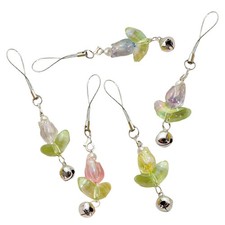 5 Pcs Cellphone Lanyard Flower Charm Keychain Bulk Mobile Hanging