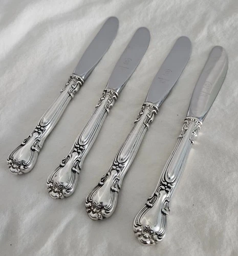 SET OF (4) GORHAM CHANTILLY PATTERN STERLING HANDLED 6 1/8" L BUTTER SPREADERS-2