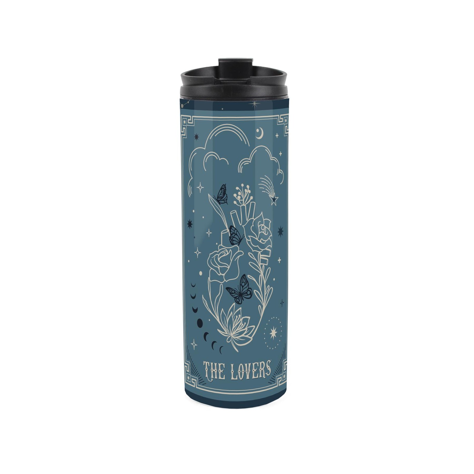 The Lovers Constellation Travel Mug - Reusable Celestial Tarot Card Flask Gift