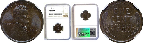 1913 1C Lincoln Cent NGC MS-65 BN