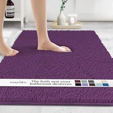  Plush Shaggy Chenille Bath Mat | Extra Soft, Super 47"x27" Rectangular Plum
