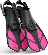 Snorkel Fins Adjustable Buckles Open Heel Swim Flippers Travel Size Short Swim F