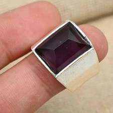 Amethyst Men's Ring 925 Sterling Silver Handmade Statement Gift Ring Al Size S42