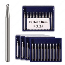 100 FG 2 Round Carbide Dental Burs High Speed Handpiece Friction Grip Drill Bits