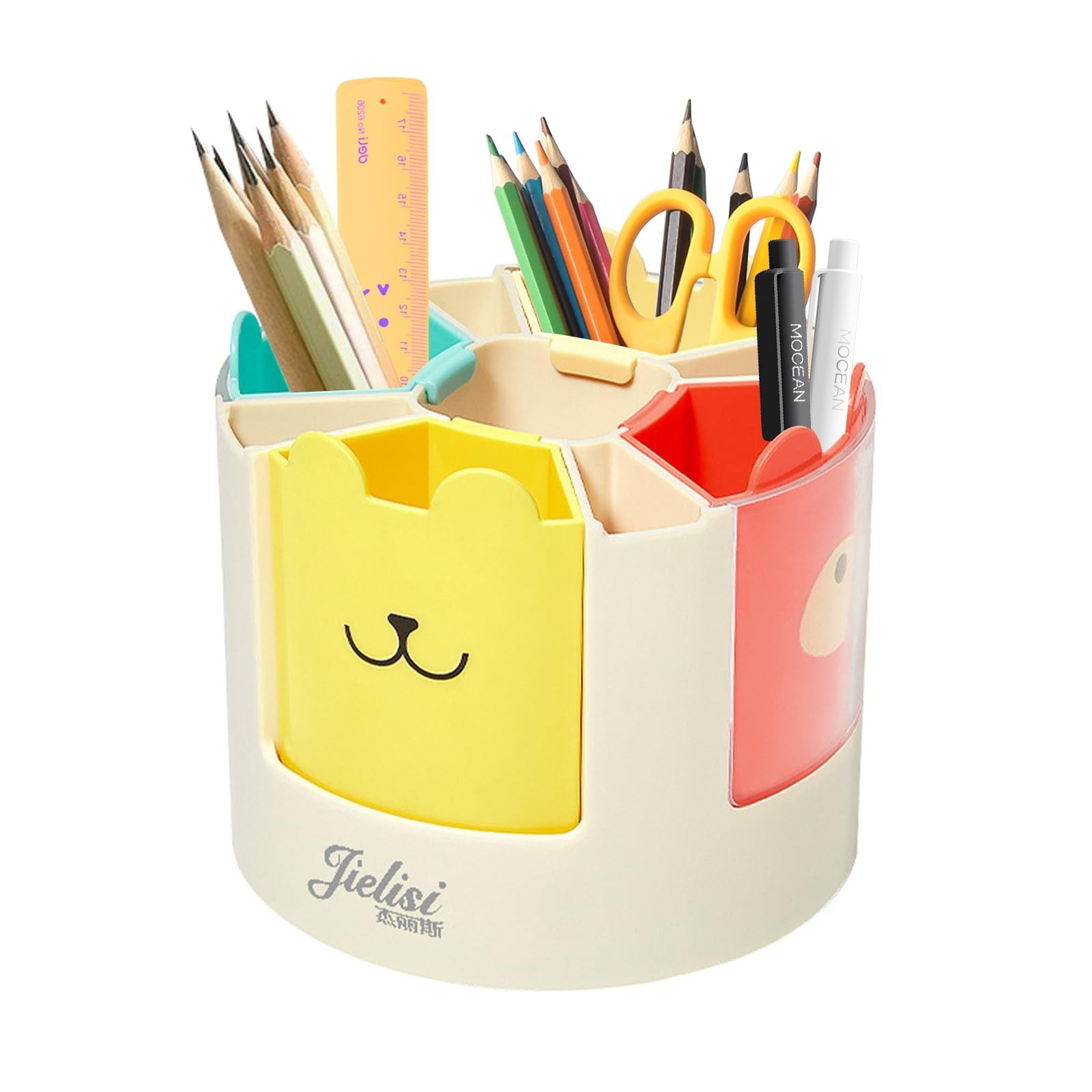Porte-stylo rotatif amovible en ABS bleu pour bureau enfant