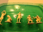 Marx Cavemen (5 figs) in Cream 1960's  Prehistoric Playset