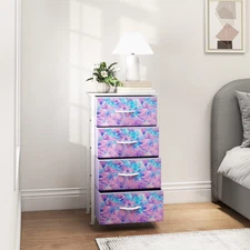 4 Drawer Fabric Storage Dresser for Living Room, Bedroom, Tie-dye Purple