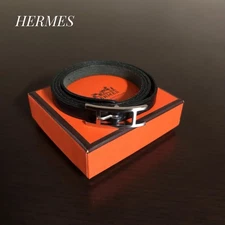 Hermes Api Leather Bracelet Choker Black