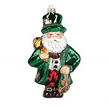 Irish Ireland Santa Polish Mouth Blown Glass Christmas Ornament Decoration