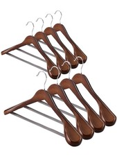 Wide Shoulder Wooden Hangers 8 Pack Coat Hanger with Non Slip Walnut