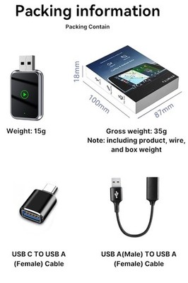 Wireless USB CarPlay Adapter Wireless Carplay Dongle For iPhone Apple Plug &Play