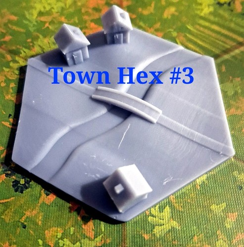 TOWN HEX #3 for/MEMOIR '44 3d Printed Plastic Grey