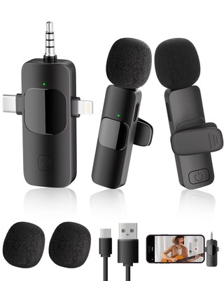 3-in-1 Wireless Lavalier Microphone for iPhone&Android,mini Microphone for Ca...