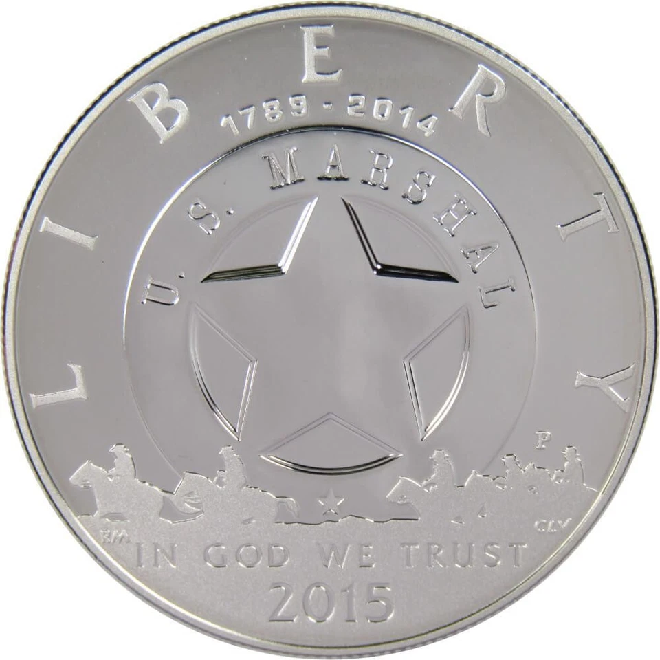 U.S. Marshals Commemorative Dollar 2015 P Proof Silver $1 Coin OGP COA - Image 2 of 3