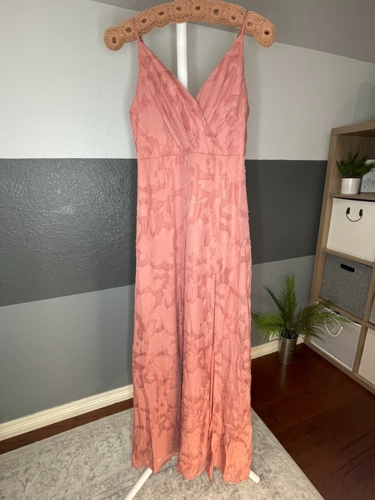 chinese dress ladies Lulus Brittnie Rusty Rose Ribbed Off-The-Shoulder Midi Dress, Size Sma   Vanessa Jane