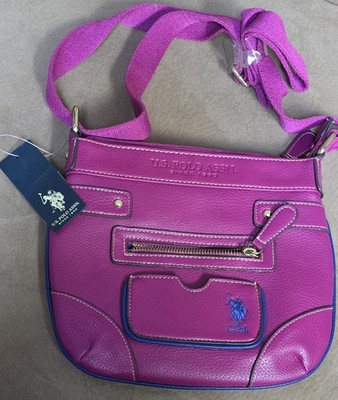 10'' U.S. Polo Assn Faux Pink Leather Cross-Body Bag Purse Shoulder Bag